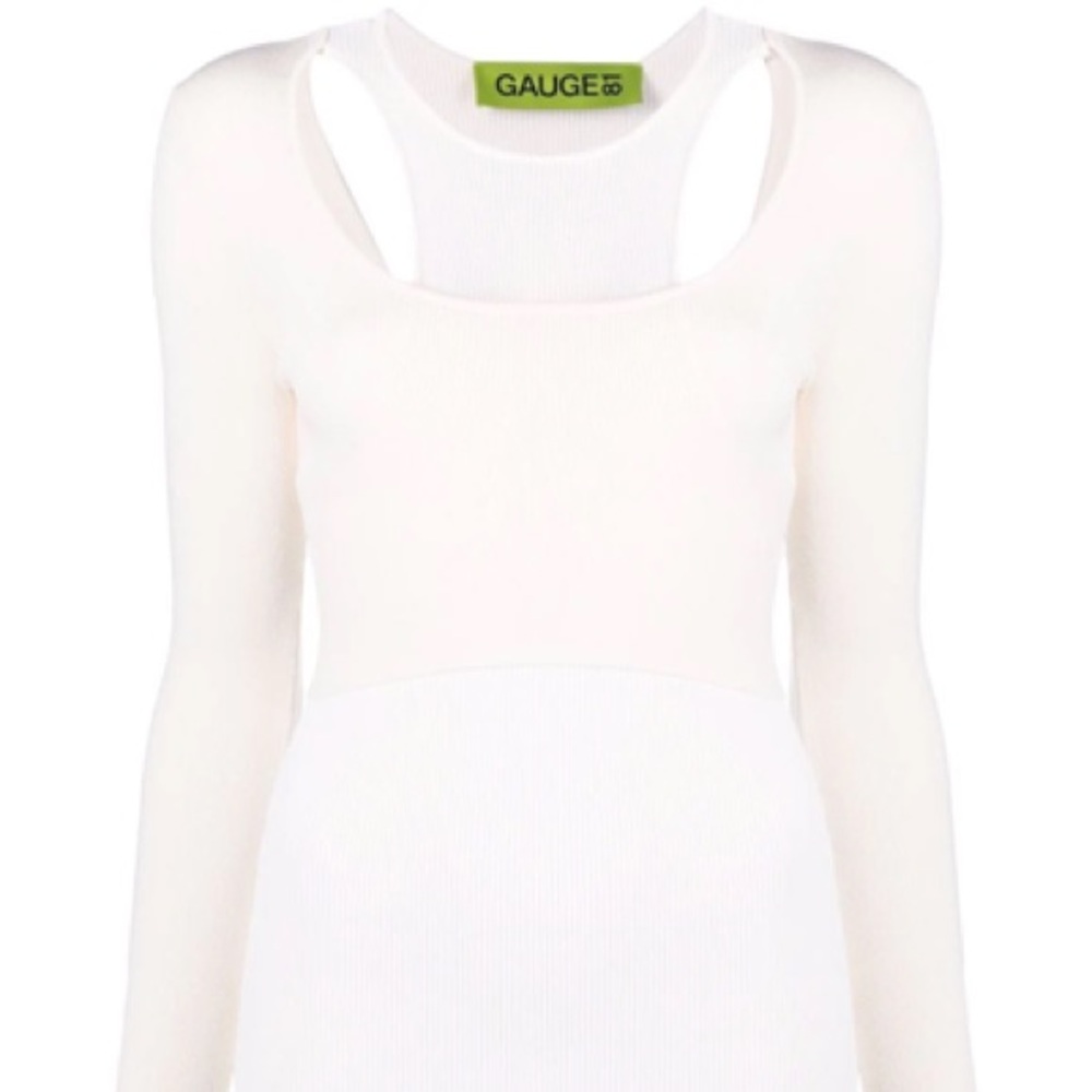 GAUGE81 Khota Long Sleeve Cutout Rib Sweater Dress In White